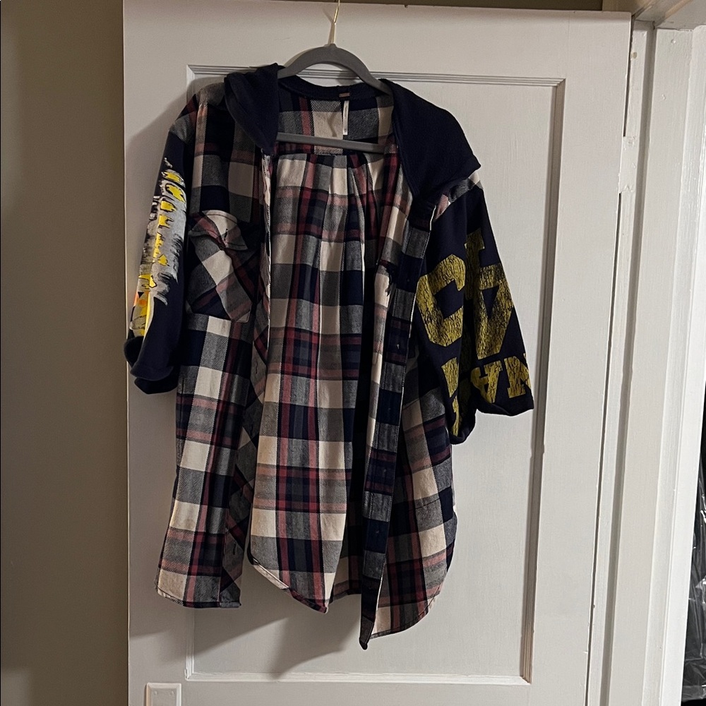 Plaid Shirt with Navy Sleeves